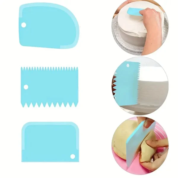3pcs Plastic Scraper Set   Cake Smoothing Tools for Perfect Frosting  Kitchen Cooking Utensil