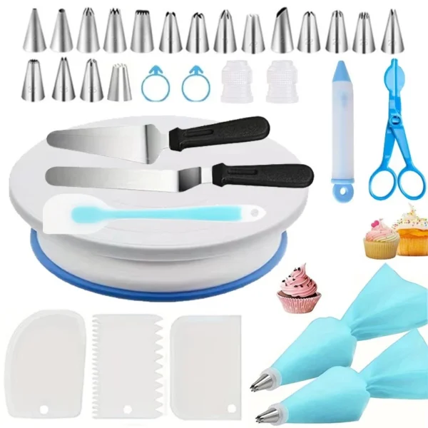 33pcs Cake Decorating Baking Kit Nozzles Turntable   Tools  Essential Cake Decorating Starter Kit