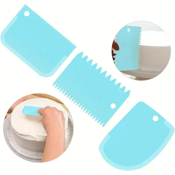 3pcs Plastic Scraper Set   Cake Smoothing Tools for Perfect Frosting  Kitchen Cooking Utensil