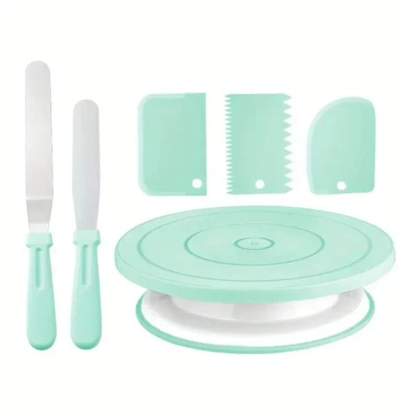 6 Piece Cake Decorating Set   Turntable  Scrapers  Spatulas