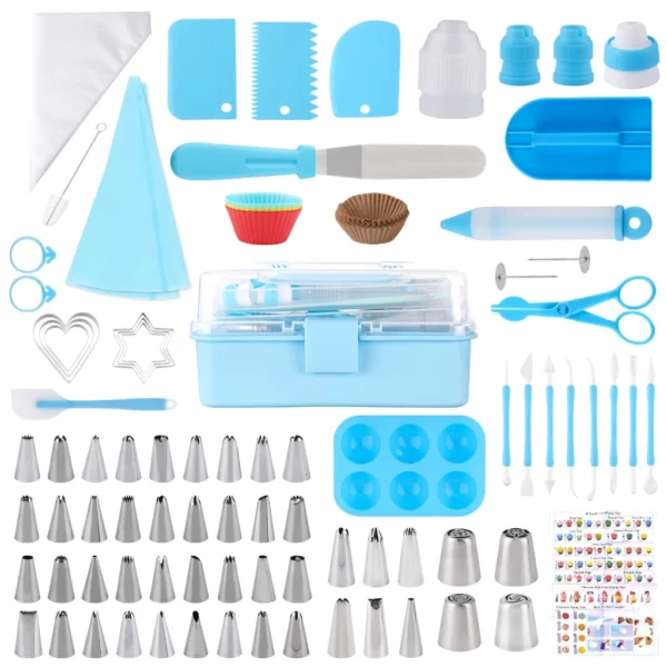 238 Piece Ultimate Blue Baking Set Cake Decorating Tools Set Piping Tips Fondant Tools Complete Kit
