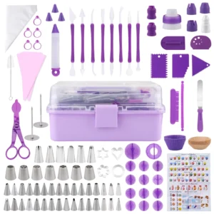 my-11134207-7rasi-mbw65b2u9q7a7c.webp 235 Piece PURPLE Baking Set Ultimate Cake Decorating Kit 39 Nozzles 100 Piping Bags 8 Carving Tools