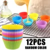 12PCS Silicone Muffin Cups Set Food Grade Reusable Baking for Oven Microwave Non Stick Cupcake Mold