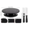 6PCS Cake Turntable Set with Spatulas   Scraper Black Rotating Stand for Smooth Frosting Baking Tools