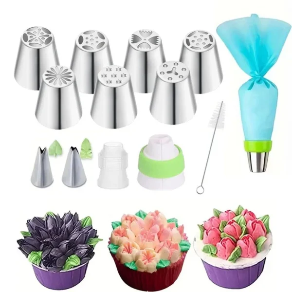 13PCS Kit with 7Tips Tri Coupler   Leaf Nozzles Professional Decoration Tools for Baking Enthusiasts