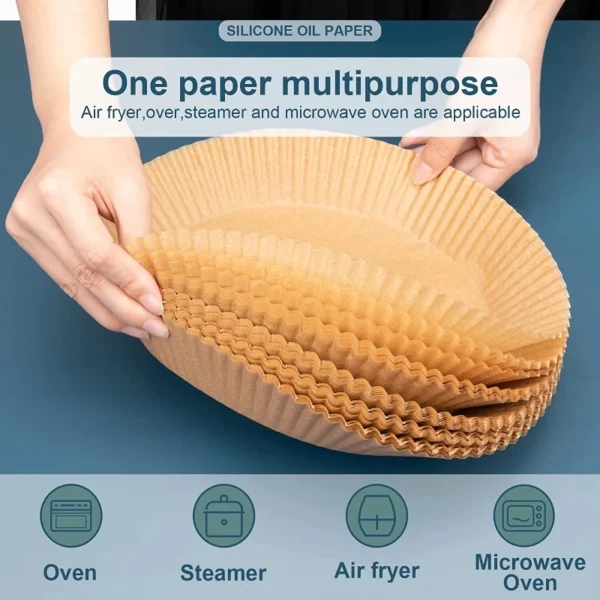 50PCS Disposable Air Fryer Paper Round Parchment Paper Liners Food Grade Oil Proof Baking Paper
