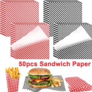 sg-11134201-7rdx4-mdok25owni3uf5.webp 50PCS Checkboard Food Grade Wax Paper Food Wrapping Paper Fried Food Anti Oil Pad Paper Baking Paper