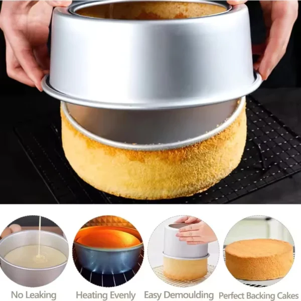 Round Cake Mould with Removable Bottom Aluminum Alloy Set