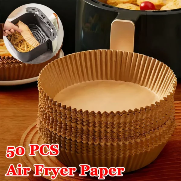 50PCS Disposable Air Fryer Paper Round Parchment Paper Liners Food Grade Oil Proof Baking Paper