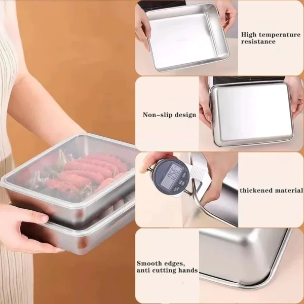 sg-11134201-821fc-mgq8z3gzdt6yb5-1.webp Stainless Steel Container Tiramisu Tray with Lid Cake Shaping Container Home Dessert Baking Tools