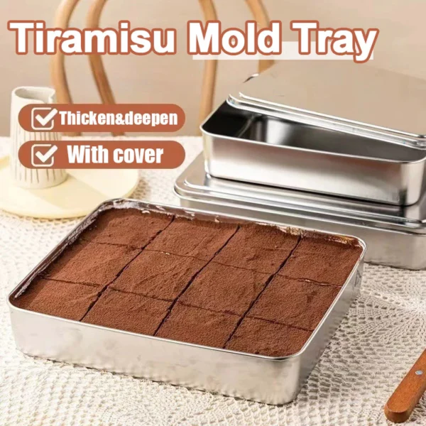 sg-11134201-8225i-mhlnjmo7mnlyfa.webp Stainless Steel Container Tiramisu Tray with Lid Cake Shaping Container Home Dessert Baking Tools