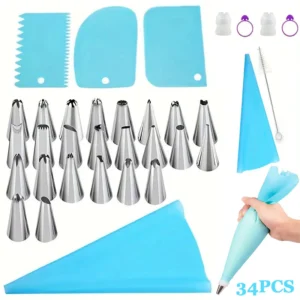 sg-11134201-8227p-mhfwsgcw32mj6c.webp 34PCS DIY Cake Decorating Set 24PCS Piping Nozzles EVA Buttercream Piping Bag Complete Baking Tools