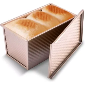 sg-11134201-82605-mm7dp0gq5tsf66.webp Loaf Pan with Lid 1lb Dough Capacity Non Stick Bakeware for Baking Bread Carbon Steel Corrugated Bread Toast Box Mold